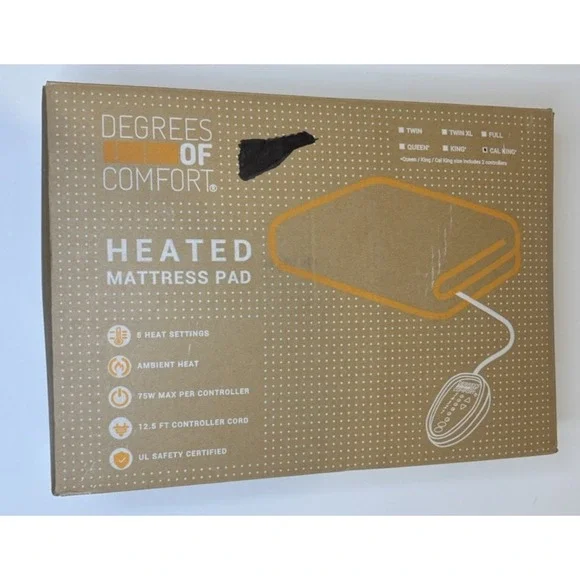 New Degrees of Comfort Dual Control California King Heated Mattress Pad White - Picture 1 of 11